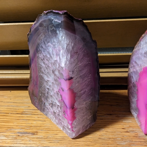 Agate Geode Sections Pair of Dyed Pink​​ - Picture 12 of 15